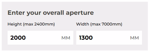 Entering the overall aperture into the configurator