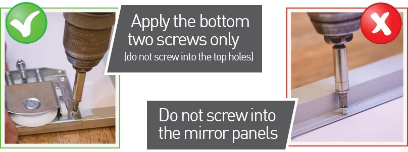 Fix the frame with the bottom two screws only